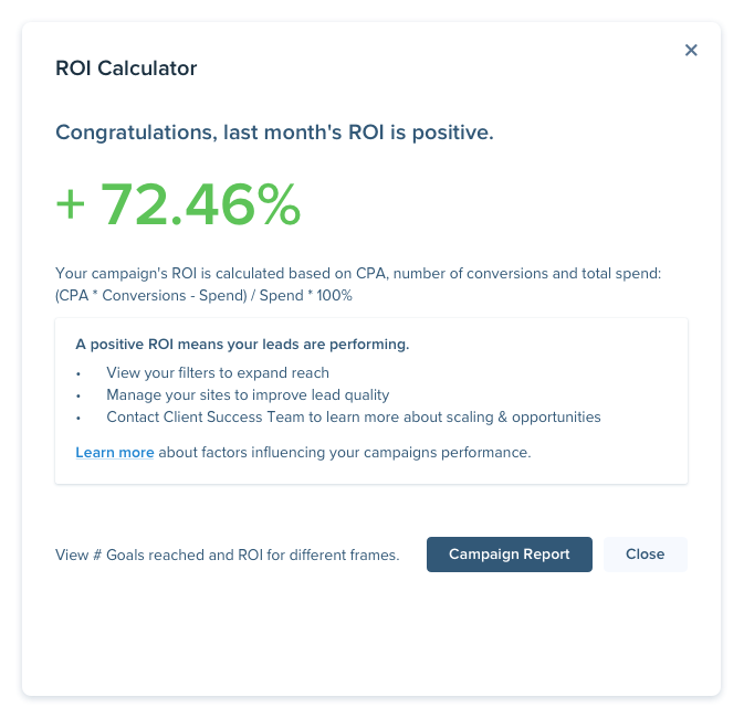 Modal with a Positive ROI by Source